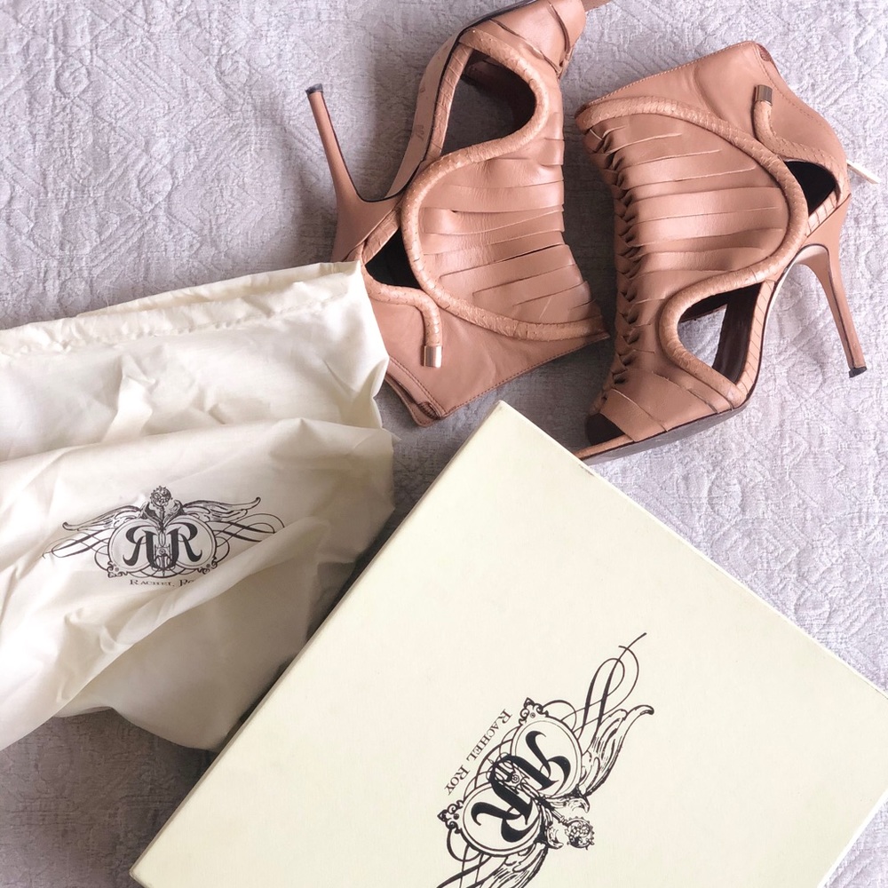 Rachel Roy Tan (Nude) cages ankle booties